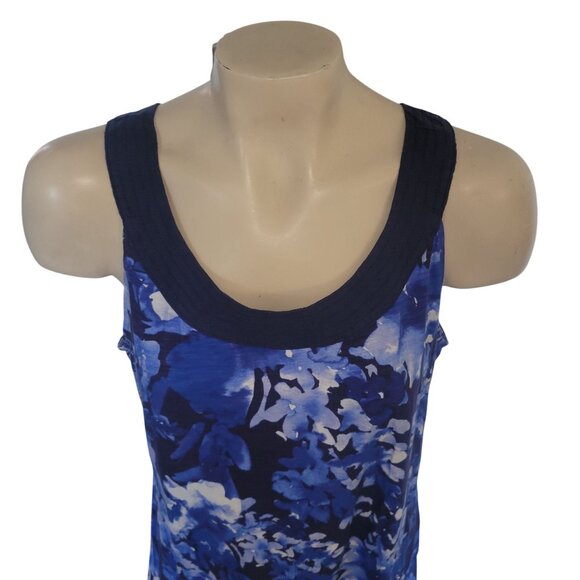 Tommy Bahama Blue Floral Sleeveless Dress‎ With Ruffle Hem Size M - Picture 2 of 7